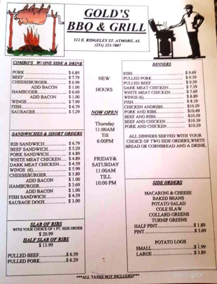Gold's Bar-B-Q & Grill - Atmore, AL menu_pic