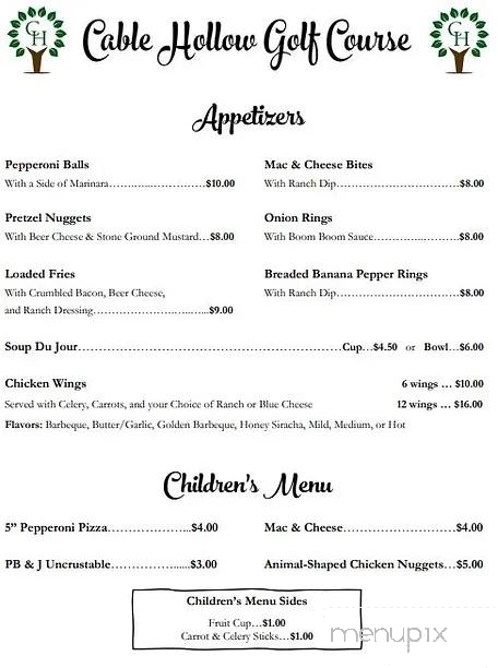 Cable Hollow Golf Course - Russell, PA menu_pic