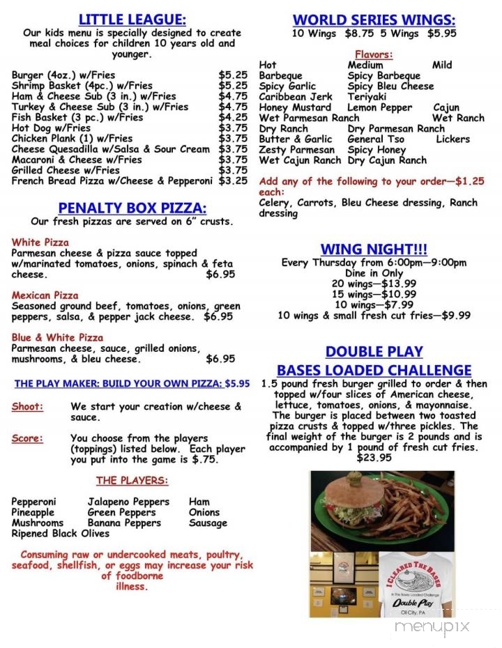 Double Play Sports Bar & Nightclub - Oil City, PA menu_pic