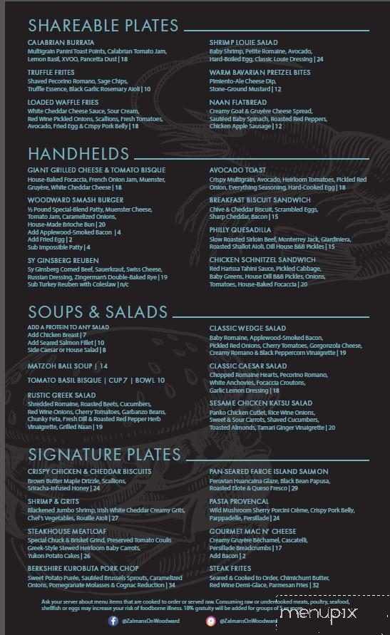 Zalman's on Woodward - Bloomfield Hills, MI menu_pic