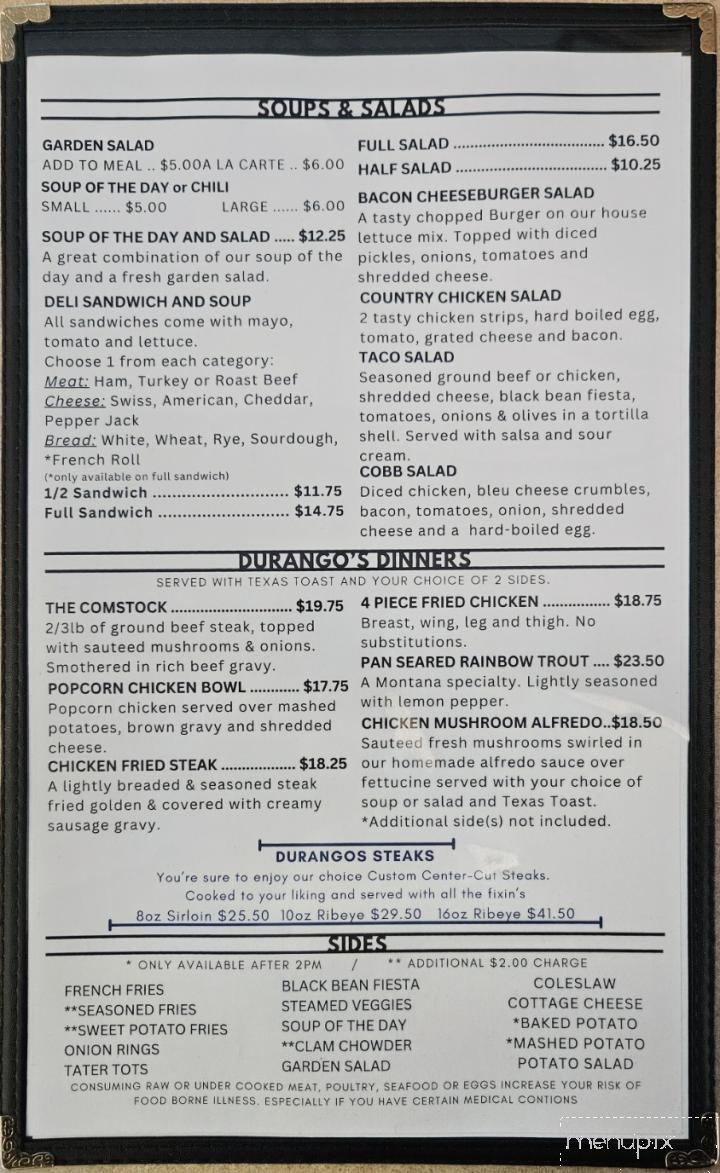 Durango's Restaurant & Gift - Superior, MT menu_pic