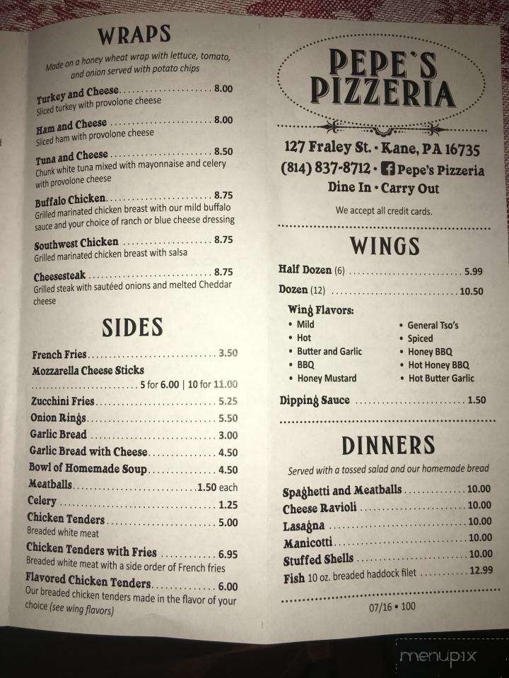 Pepe's Pizzeria - Kane, PA