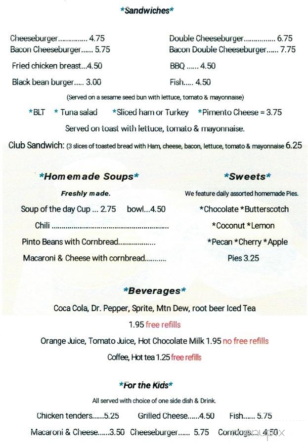 Harrow Road Cafe - Robbins, TN menu_pic