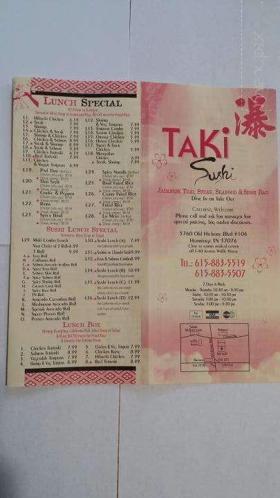 Taki Japanese Cuisine - Hermitage, TN menu_pic