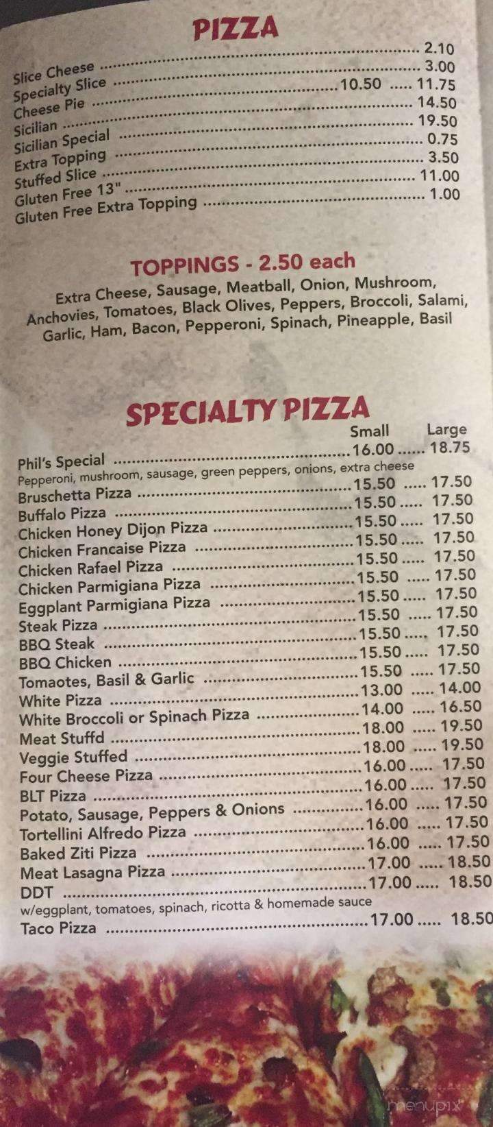 Phil's Pizzeria & Italian Rest - Long Valley, NJ menu_pic