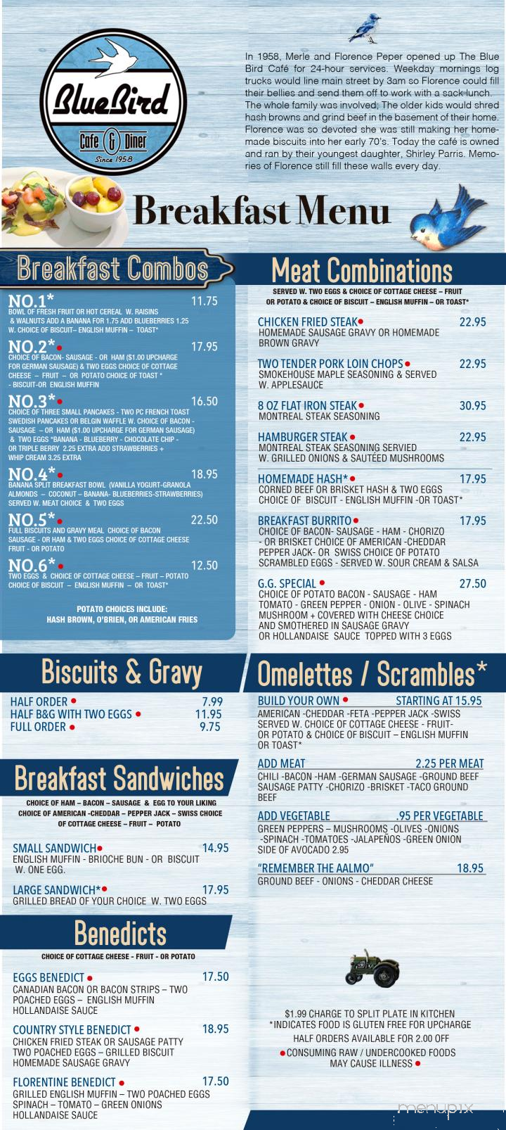 Blue Bird Cafe - Arlington, WA menu_pic