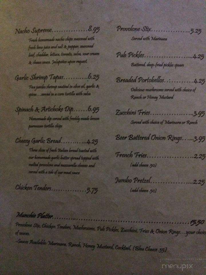Baker's Pub - Charleroi, PA menu_pic