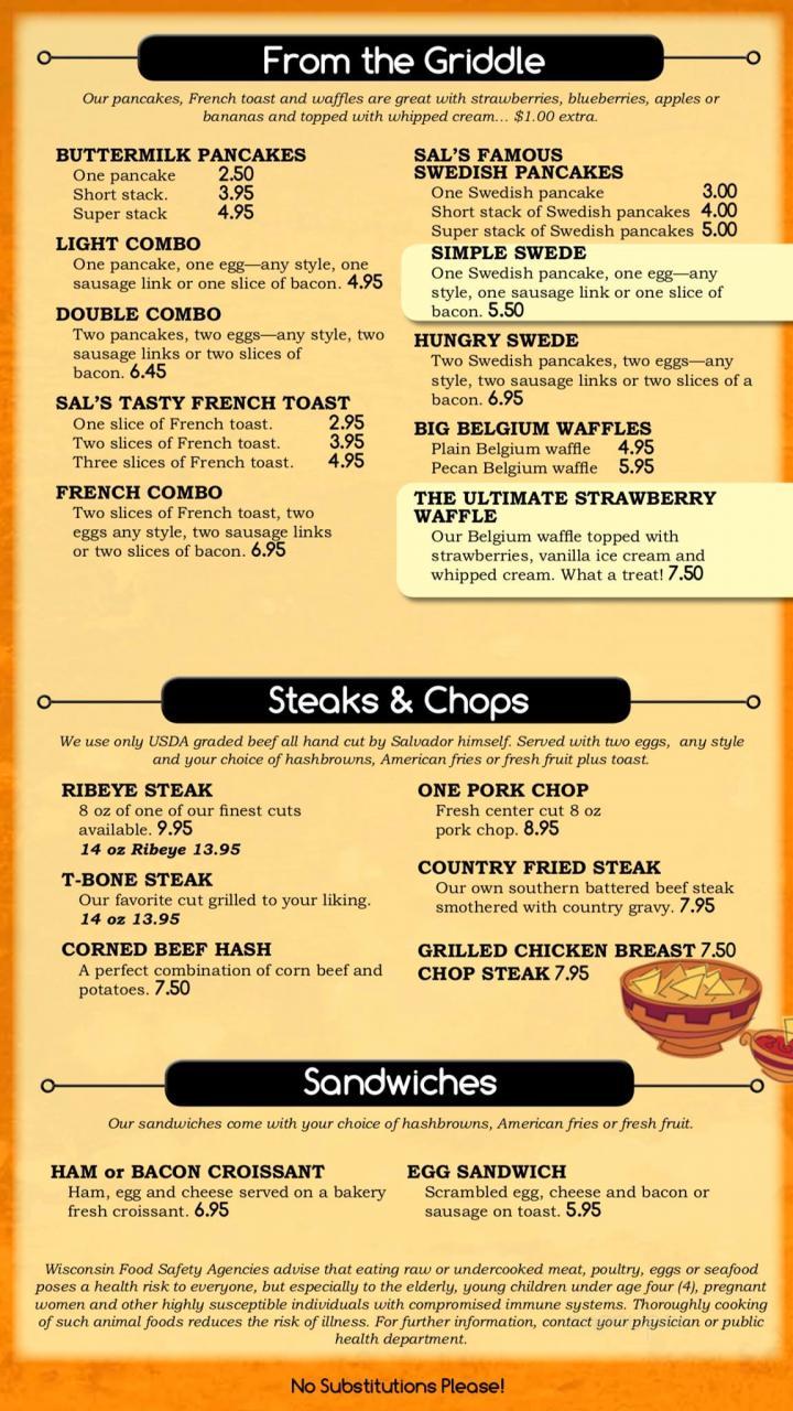 Salvador's - Beloit, WI menu_pic