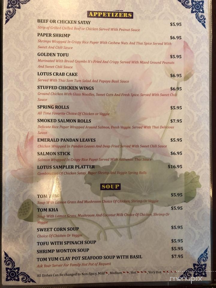 Thai Lotus Thai Cuisine - North Brunswick Township, NJ menu_pic