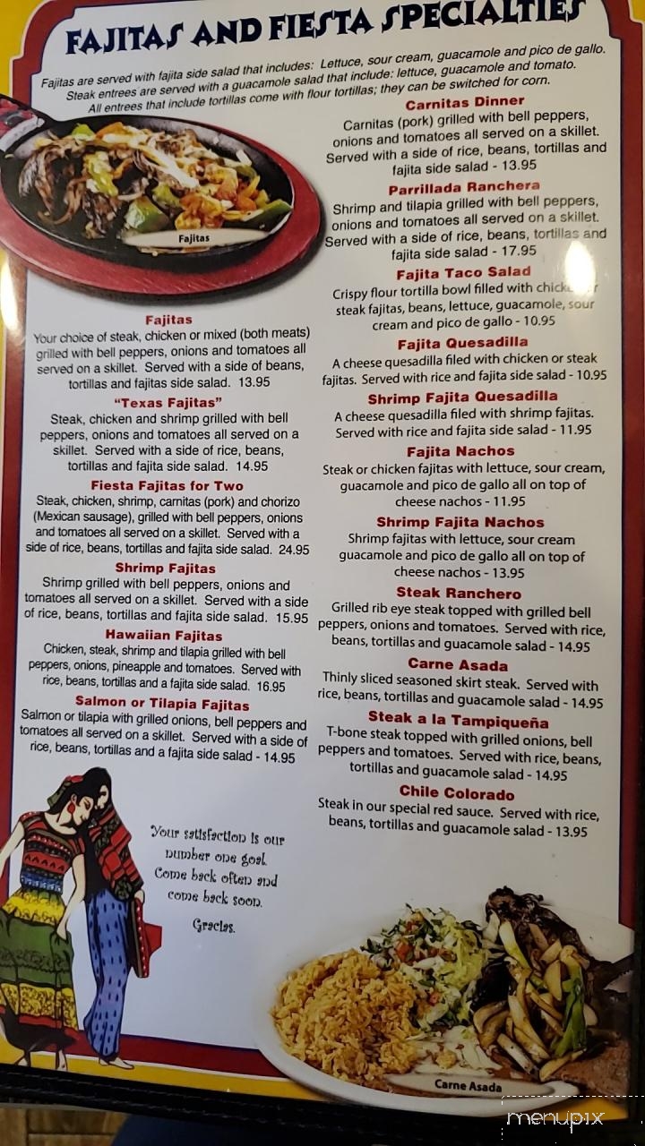 Menu of La Fiesta Mexican Restaurant in Canton, IL 61520