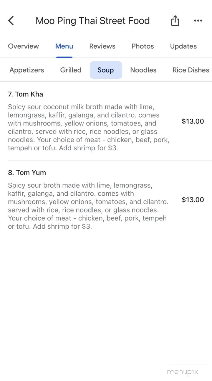 Moo Ping Thai Street Food - Eugene, OR menu_pic