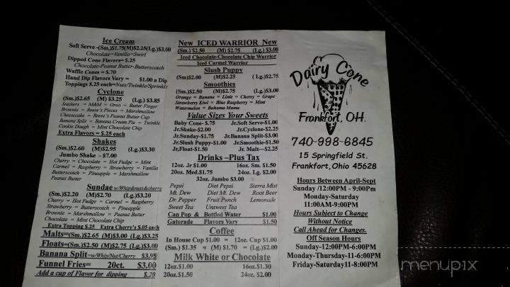 Frankfort Dairy Cone - Frankfort, OH menu_pic