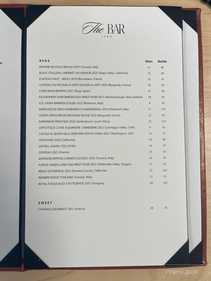 Wine Bar 1986 - New York, NY menu_pic