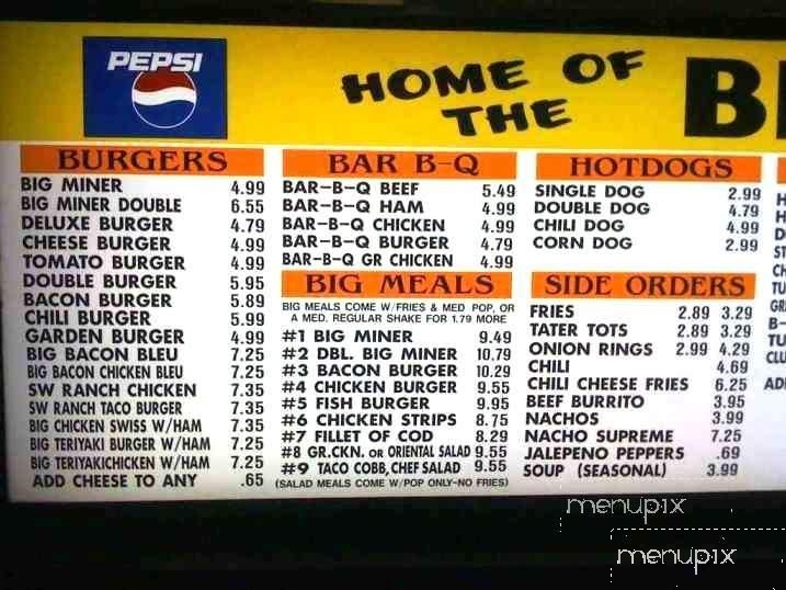Miner's Drive-In Restaurant - Yakima, WA menu_pic