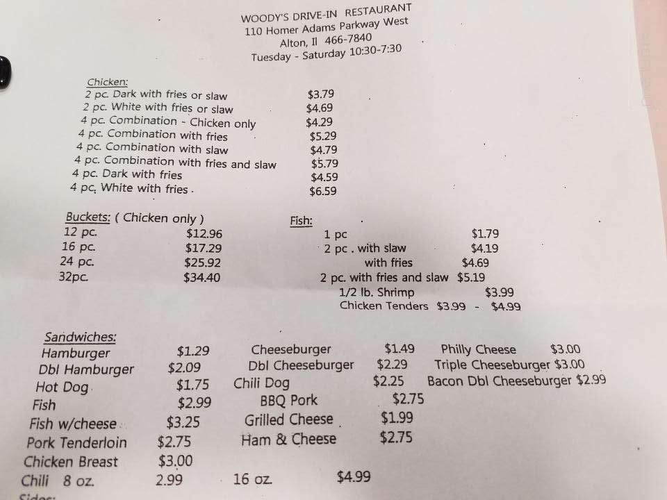 Woody's Drive-In - Alton, IL menu_pic