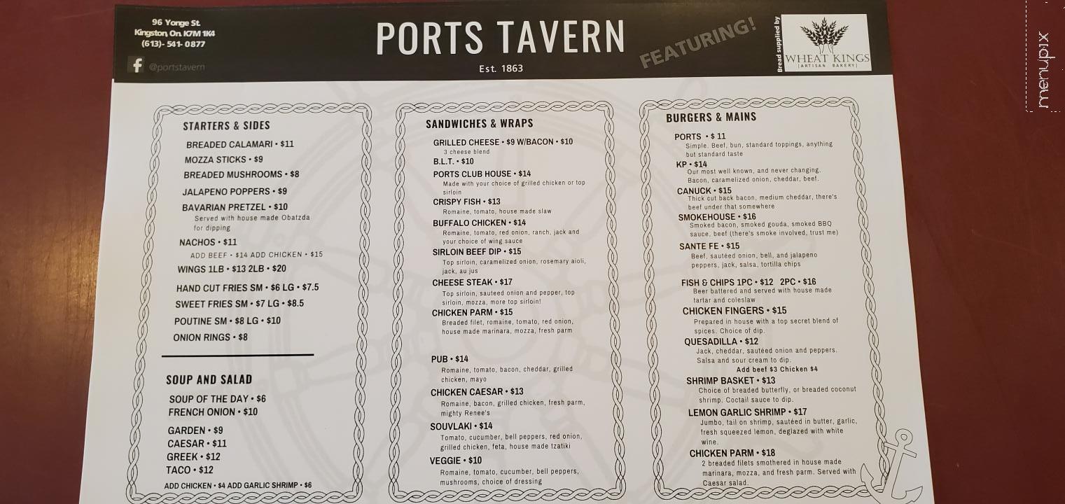 Portsmouth Tavern - Kingston, ON menu_pic
