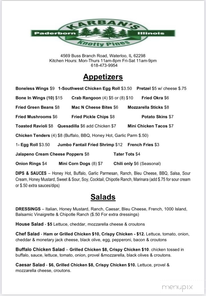 Karban Knotty Pines - Waterloo, IL menu_pic
