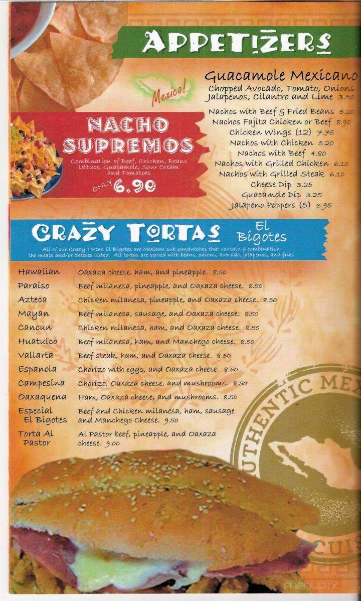 El Bigotes Mexican Grill - Abingdon, VA menu_pic