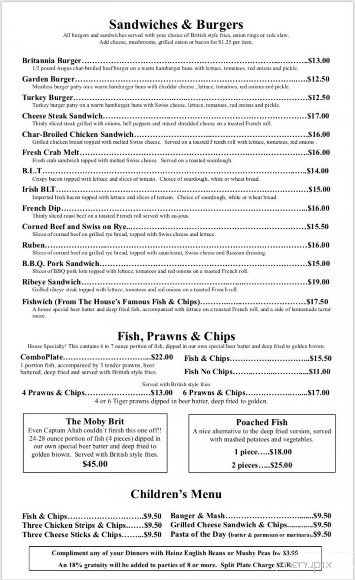 Britannia Arms - Capitola, CA menu_pic