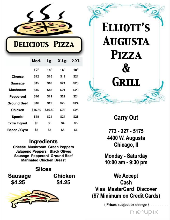 Elliots Augusta Pizza & Grill - Chicago, IL menu_pic