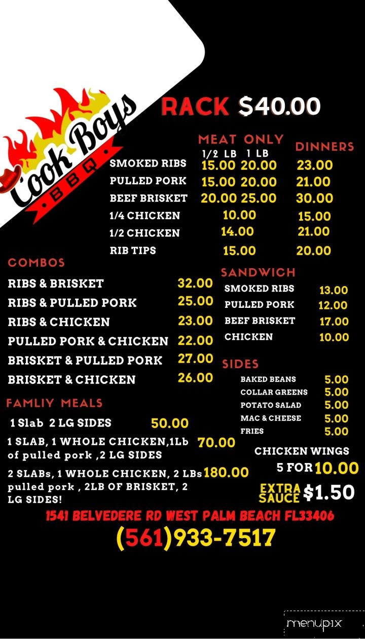 Cook Boys BBQ - West Palm Beach, FL menu_pic