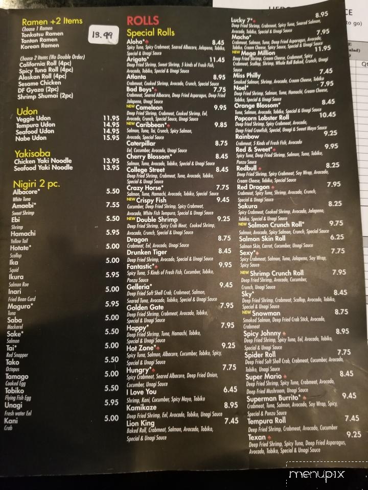 Menu of Sushi Hero in Auburn, AL 36832