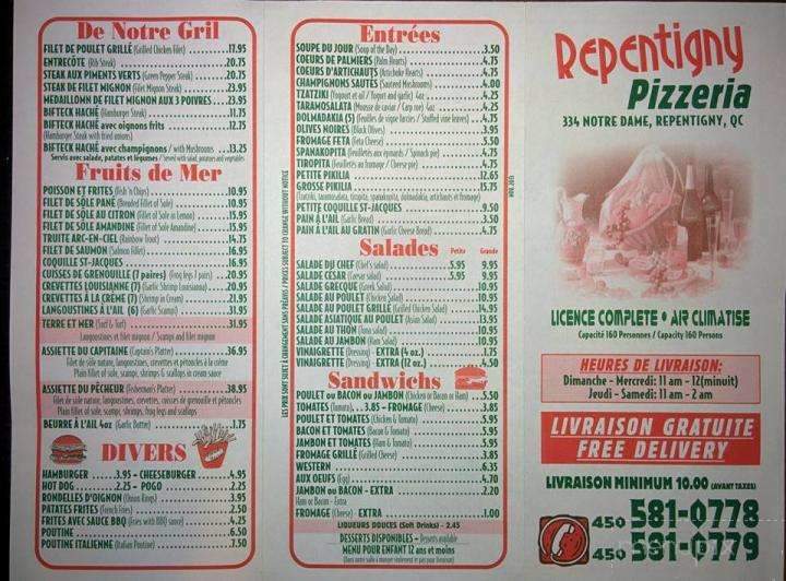 Restaurant Repentigny Pizzeria - Repentigny, QC menu_pic