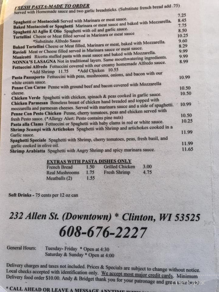 Passport Pizza & Pasta - Clinton, WI menu_pic
