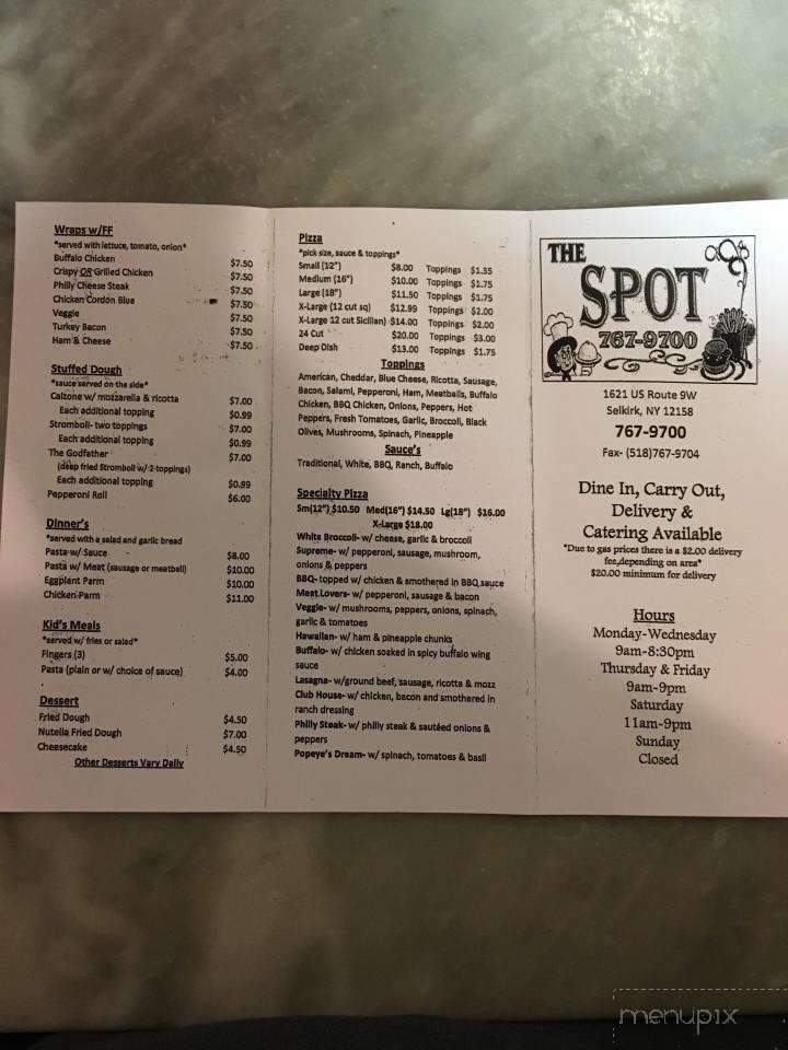 Spot - Selkirk, NY menu_pic