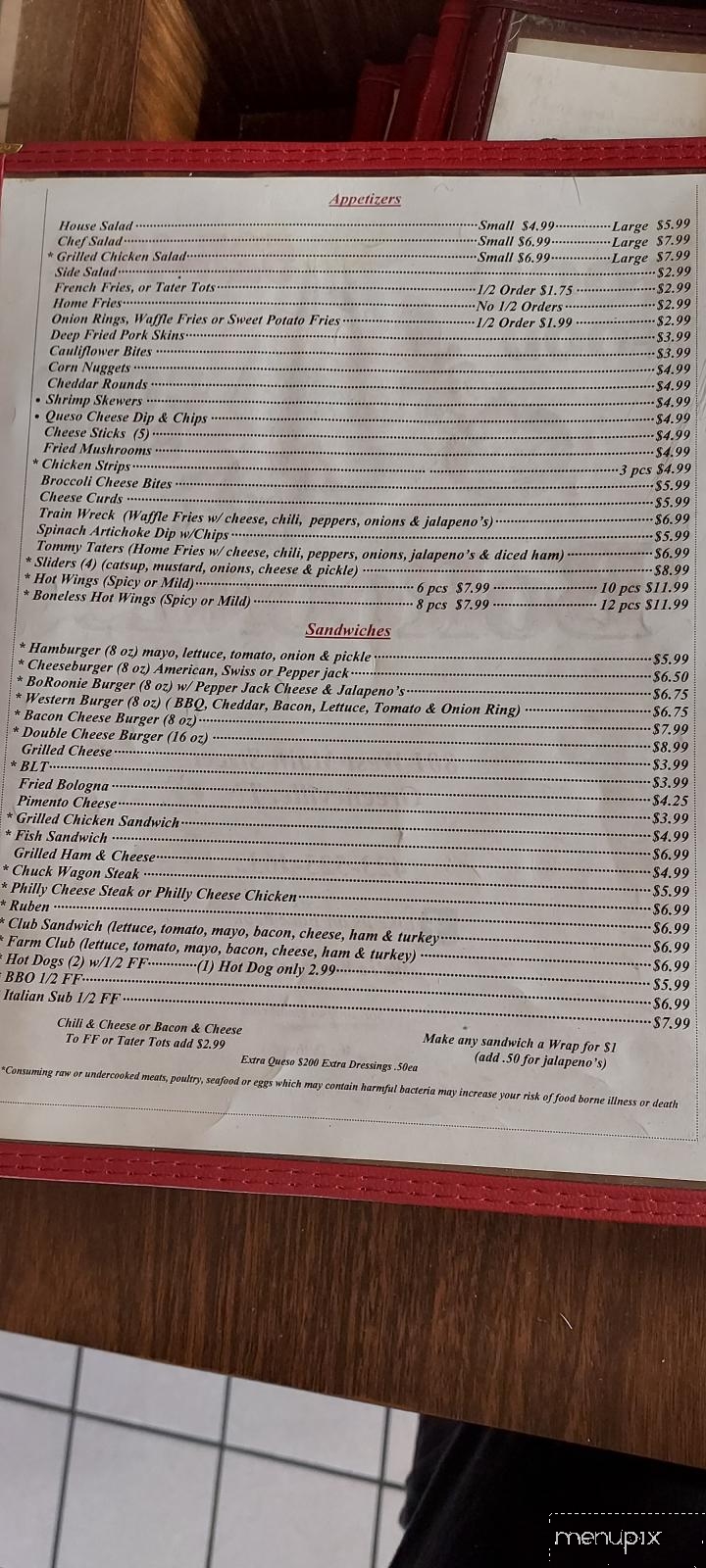 Boroonie's Bar & Grill - Greeneville, TN menu_pic