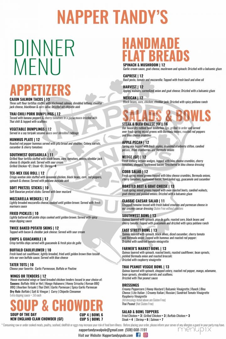 Napper Tandy's - Walpole, MA menu_pic