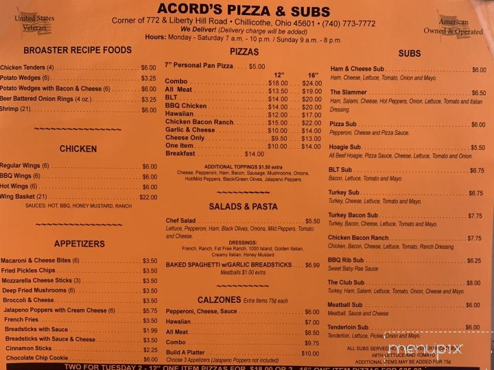 Acord's Pizza & Subs - Chillicothe, OH