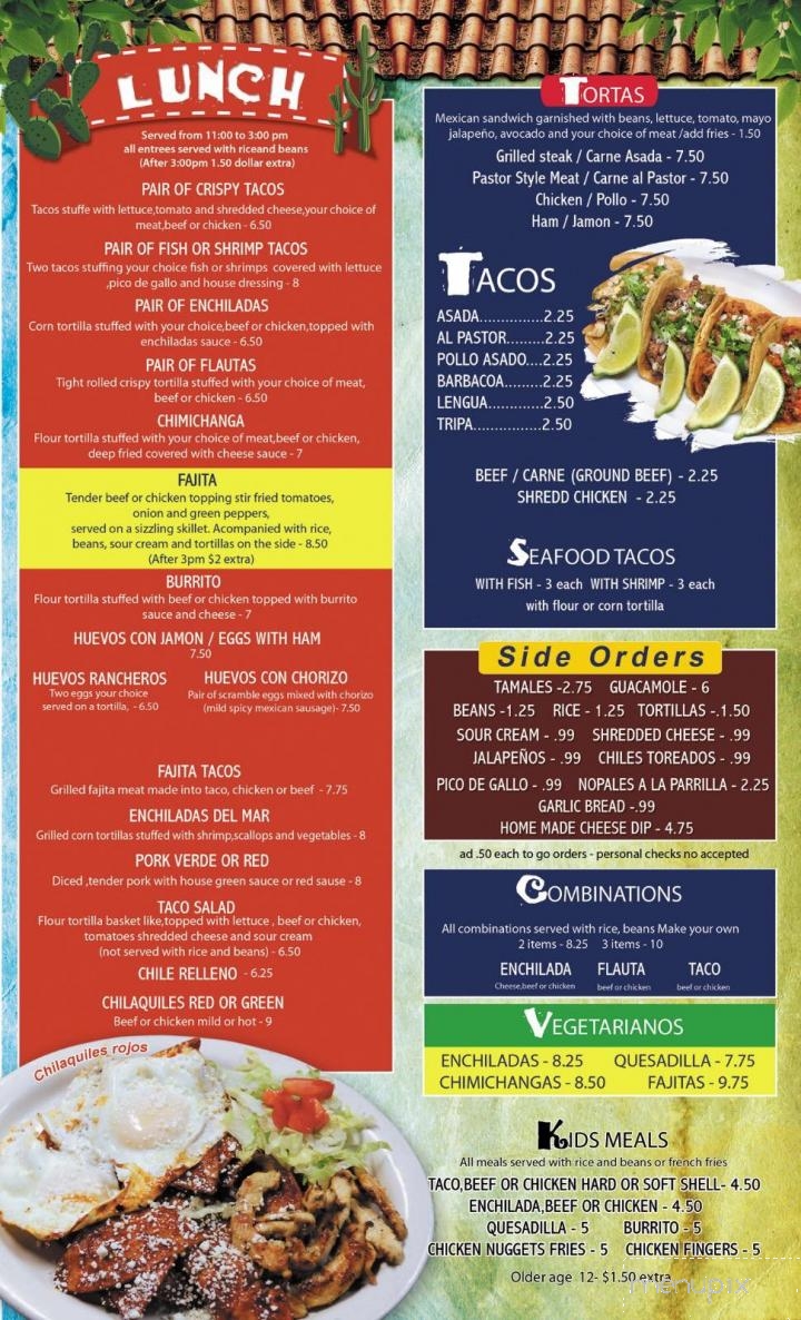 Clamatos Mexican Restaurant - Lexington, KY menu_pic