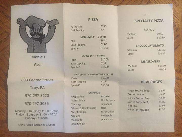 Vinnie's Pizza - Troy, PA