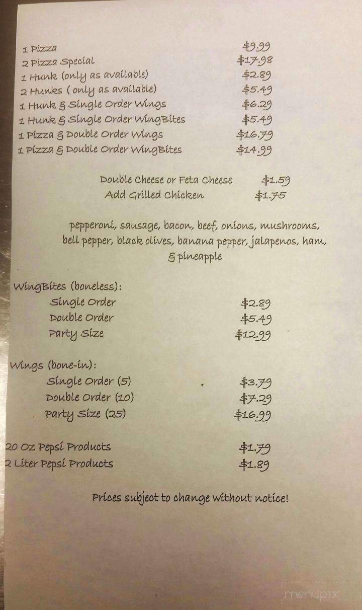 Riverside Pizza - Rosman, NC menu_pic