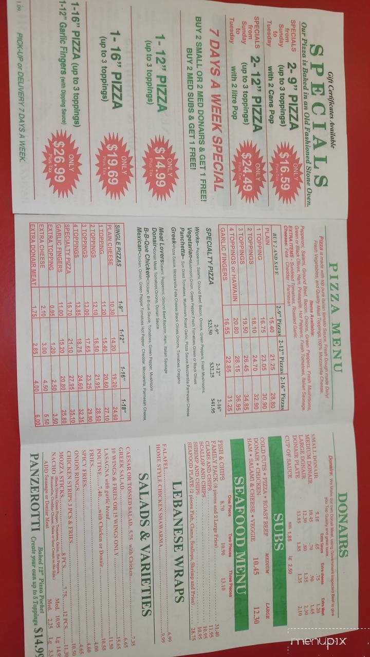 Sasy's Pizza - Cole Harbour, NS menu_pic