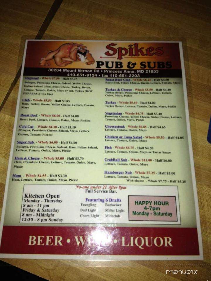 Spikes Pub & Subs - Princess Anne, MD