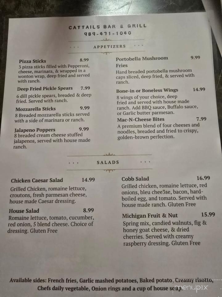 Cattails Bar & Grill, LLC - Ossineke, MI menu_pic