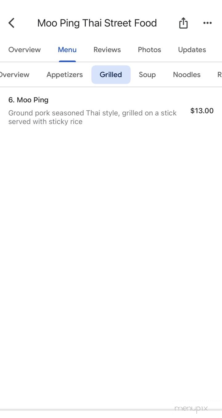 Moo Ping Thai Street Food - Eugene, OR menu_pic
