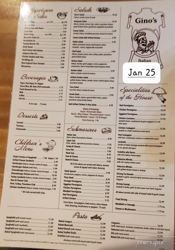 Gino's Pizza & Italian Restaurant - Chesterfield, VA menu_pic