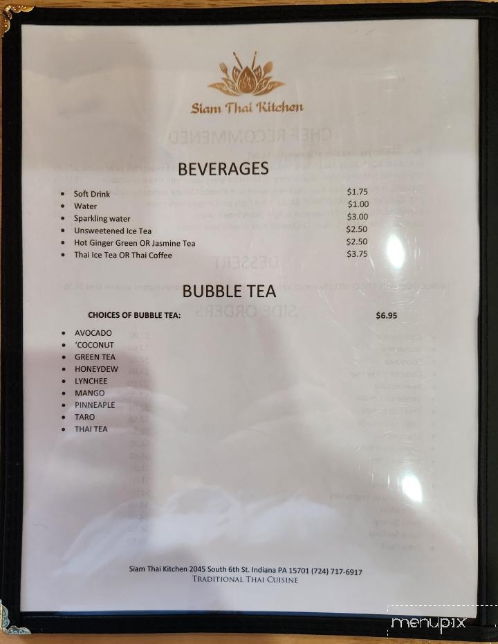 Siam Thai Kitchen - Indiana, PA menu_pic