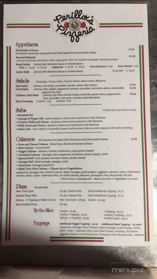 Perillo's Pizzeria - North Salem, IN menu_pic