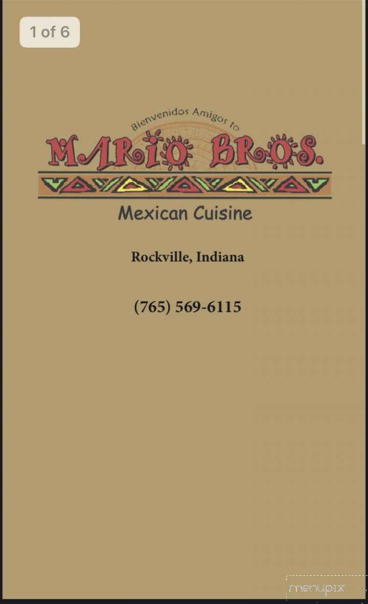 Mario Brothers Mexican Restaurant - Rockville, IN menu_pic