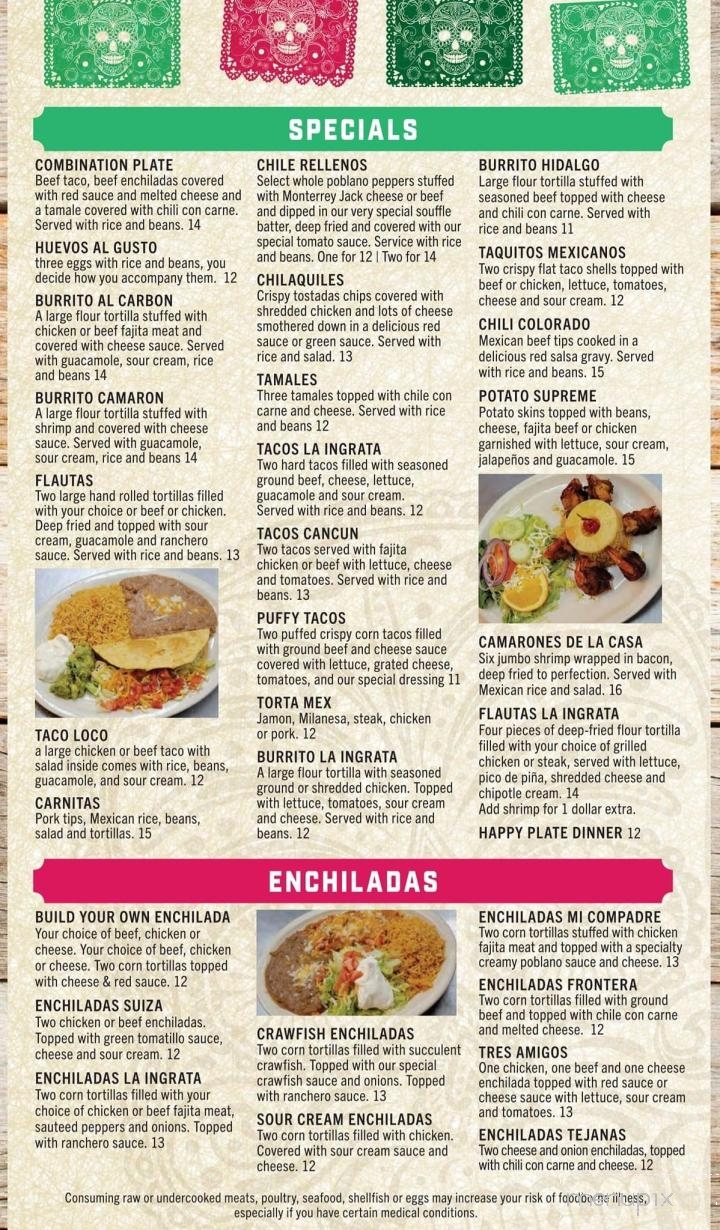 La Ingrata Bar & Grill 2 - Kingsport, TN menu_pic