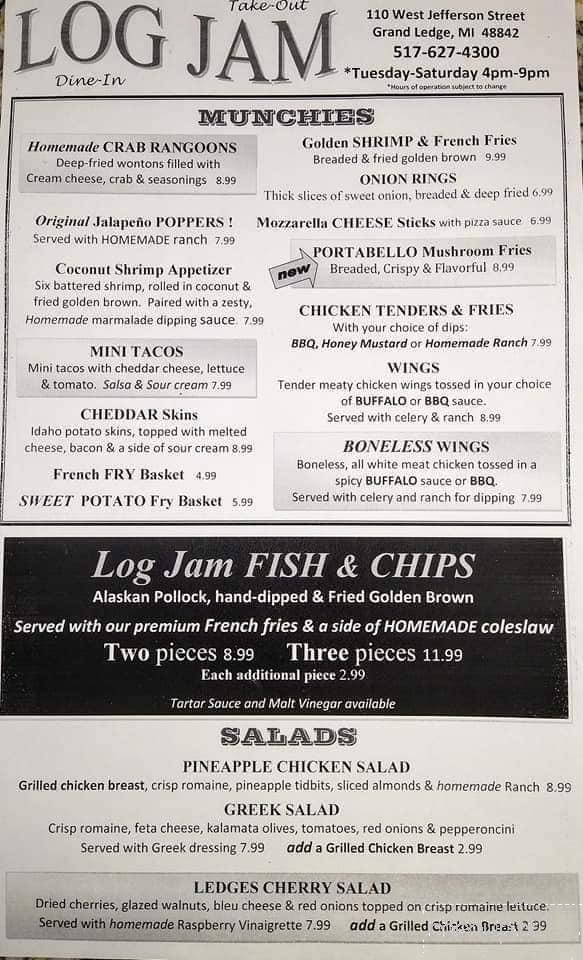 Log Jam - Grand Ledge, MI menu_pic