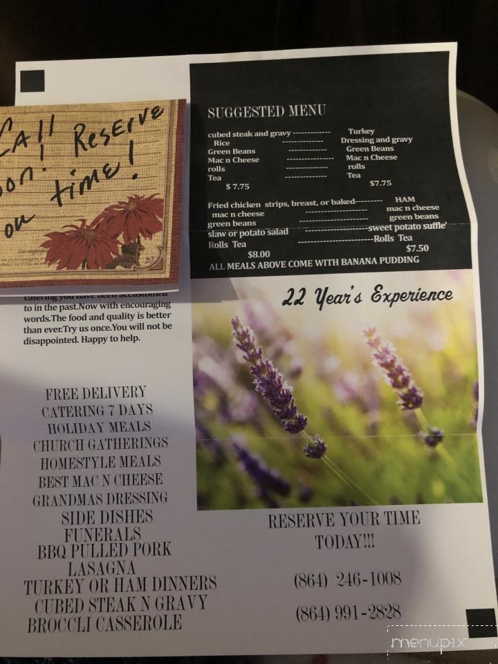 Dave's of Berea Restaurant - Greenville, SC menu_pic