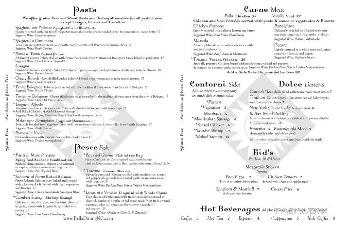 Bella Cucina - Southport, NC menu_pic