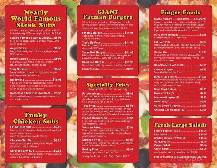 Fat Louie's Eatery & Bar - Saint Catharines, ON menu_pic