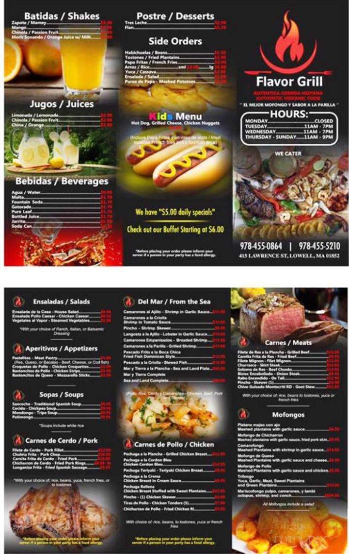 Flavor Grill - Lowell , MA menu_pic