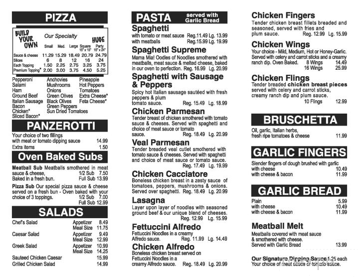 Pizza Dee's - Wasaga Beach, ON menu_pic